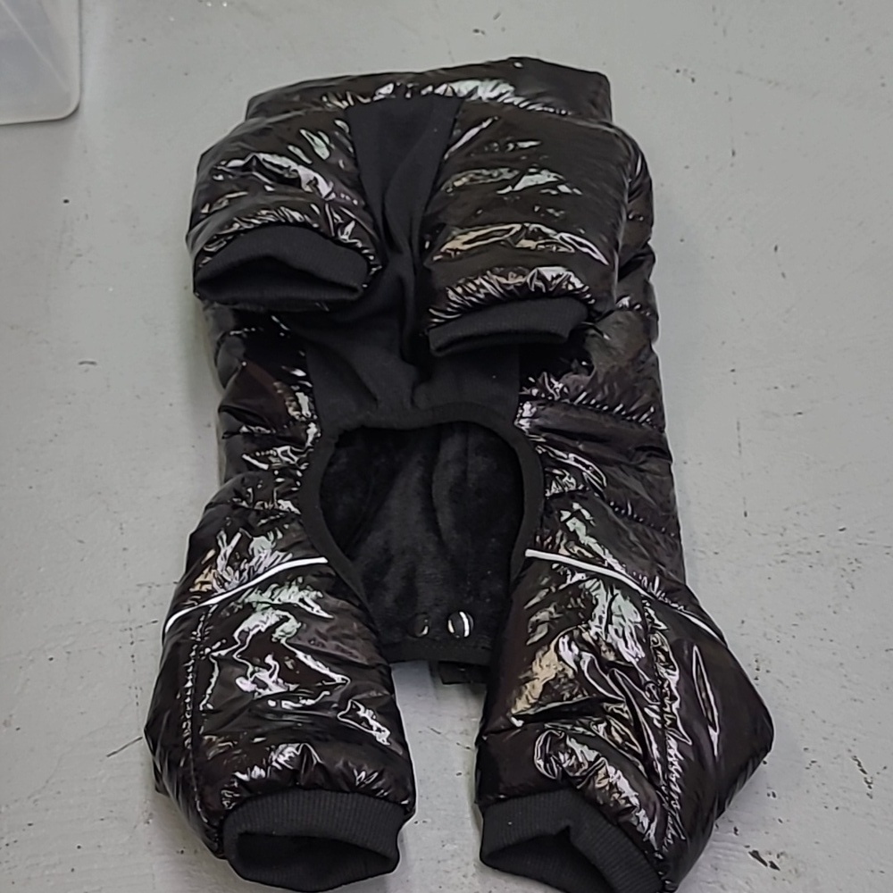 Black Size L Doggy Fleece Lined Puffer Coat